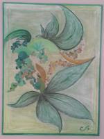 Leaf - Herb Garden - Acrylic And Pastals
